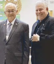  ??  ?? Philippine Ambassador to Japan Jose C. Laurel V and Eduardo Zuluaga, president of the Chamber of Furniture Industries of the Philippine­s at the IFFT Interior Lifestyle Living 2017 in Tokyo Big Sight, Japan