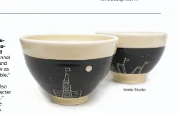  ?? Koide Studio ?? In her Oakland studio, Kiyomi Koide creates ceramic cups, dessert plates and
bowls that channel San Francisco and Oakland. “I draw as simple as possible,” she says of her process, “and also give some character to the buildings.” $28. www.koide...