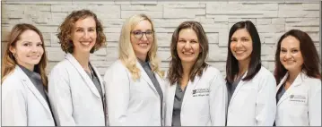  ?? SUBMITTED PHOTO ?? Dr. Andrea Mabry, third from left, won Best Dermatolog­ist in the Arkansas Democrat-Gazette’s 2023 Best of the Best readers’ choice awards. Also shown, from left, are Hailey Arens, PA-C; Kayla Mohr, M.D.; Marla Wirges, M.D.; Alissa Huberty, PA-C; and Chelsea Newey, PA-C.