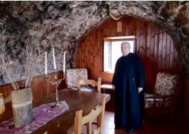  ??  ?? The room with cave-like ceiling where Dom Giovanni, applying to enter the monastery, was interviewe­d by the Abbot