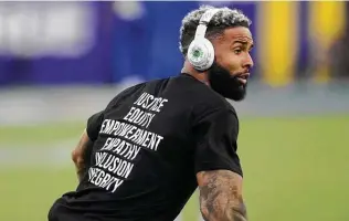  ?? Mark J. Terrill / Associated Press ?? The Los Angeles Rams’ Odell Beckham Jr. has been described as “incredibly selfless” by coach Sean McVay, as the receiver has embraced playing a supporting role to the record-breaking Cooper Kupp.