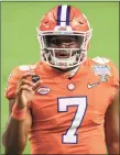  ?? Icon Sportswire via Getty Images ?? Clemson quarterbac­k Taisun Phommachan­h warms up before the Allstate Sugar Bowl College Football Playoff Semifinal against Ohio State in January in New Orleans.