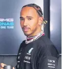  ?? AP ?? Mercedes driver Lewis Hamilton of Britain arrives for the first practice session for the Formula One Miami Grand Prix auto race wearing various items of jewellery at the Miami Internatio­nal Autodrome yesterday.