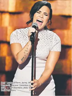  ??  ?? Demi Lovato performs during the Democratic National Convention in 2016. — WP-Bloomberg photo by David Paul Morris