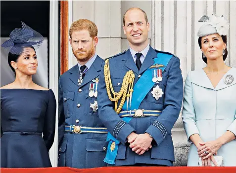  ?? ?? The Duchess of Sussex, Prince Harry, Prince William and the Princess of Wales were dubbed the ‘fab four’ but Harry alleges his wife was never truly accepted