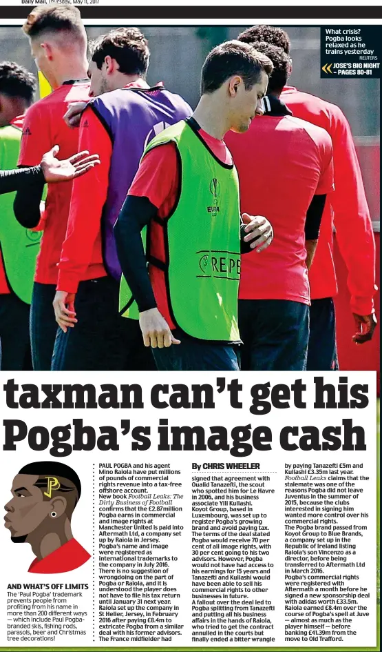  ?? REUTERS ?? What crisis? Pogba looks relaxed as he trains yesterday