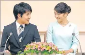  ?? ?? Japan’s Princess Mako, the eldest daughter of Prince Akishino and Princess Kiko, with her fiance Kei Komuro.