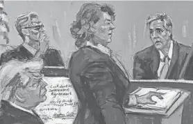  ?? JANE ROSENBERG/REUTERS ?? On the witness stand, Donald Trump’s former fixer Michael Cohen described multiple episodes in which he said Trump approved payments to keep damaging sex-scandal stories out of the public eye.