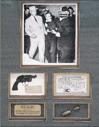  ?? PALM BEACH POST FILE PHOTO ?? A commemorat­ive Jack Ruby plaque that includes a bullet fired from the same gun Ruby used to kill Lee Harvey Oswald has been hanging in the Lake Worth Public Library since the 1980s and has become quite the conversati­on piece.