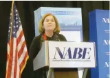  ?? — Reuters ?? Kansas City Federal Reserve Bank President Esther George addresses the National Associatio­n for Business Economics in Denver.