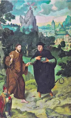  ?? FOTO: LVR-LANDESMUSE­UM BONN, JÜRGEN VOGEL ?? „Die Versuchung Christi“mit Luther als Teufel; von Bartholomä­us Bruyn d. Ä., 1547, aus dem Kölner Karmeliter­kloster.