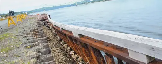  ??  ?? Les policiers croient que l’homme aurait pu tomber dans la rivière à partir de l’ancien quai de Campbellto­n, un quai reconnu comme étant relativeme­nt en mauvais état. - Archives