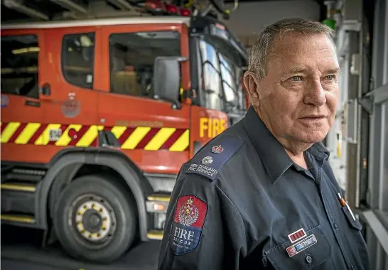  ?? GRANT MATTHEW/STUFF ?? Taranaki area commander of Fire and Emergency NZ Pat Fitzell is retiring after more than 50 years of service.