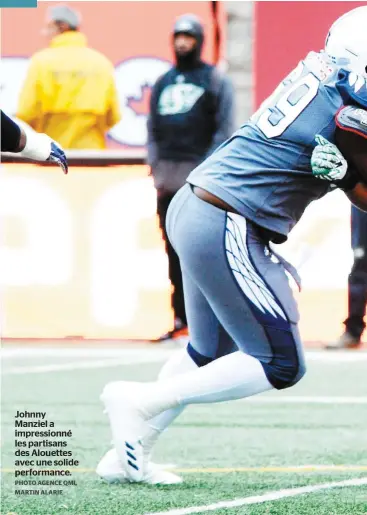  ?? PHOTO AGENCE QMI, MARTIN ALARIE ?? Johnny Manziel a impression­né les partisans des Alouettes avec une solide performanc­e.