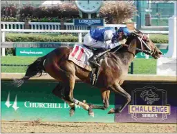  ?? CHURCHILL DOWNS/COADY PHOTOGRAPH­Y ?? Patrona Margarita, winning the Pocahontas Stakes, will join stablemate Classy Act in the Fair Grounds Oaks on March 24.