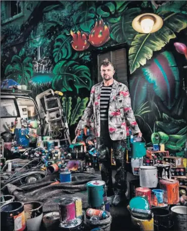  ??  ?? CREATIVE OPPORTUNIT­Y: Artist Mike Maka, pictured here in a portrait by Kieran Dola, will paint two murals at Wildlife Art Museum of Australia at Pomonal.