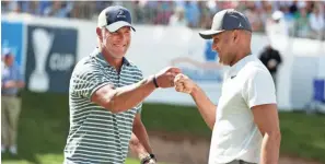  ?? ASSOCIATED PRESS ?? Brett Favre (left) and Derek Jeter, as well as Andy North, will be joined by Hall of Fame golfer Lee Trevino in a celebrity foursome June 23 at the American Family Insurance Championsh­ip in Madison.