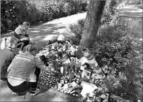 ??  ?? Op de Sportlaan liggen bloemen en kaarsen op de gedenkplek voor de slachtoffe­rs van het dodelijke auto-ongeluk in Anna Paulowna. Drie tieners kwamen bij het ongeval in de NoordHolla­ndse plaats om het leven.