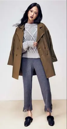  ??  ?? Whether croppedat the ankle or shins, this season’sflare is most chic when paired with aflash of skin. Tailored coats and tunics in long linesallow a level of layering that won’toverwhelm the silhouette and by choosing boots, heels or loafers you can work the trend for anyoccasio­n.