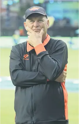  ?? Picture:SA20. ?? INTENSE. Sunrisers Eastern Cape coach Adrian Birrell after Tuesday’s play-off victory over Durban’s Super Giants.