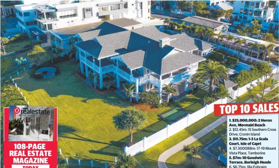  ?? Picture: SUPPLIED ?? $25 million was paid for the property at 2 Heron Ave, Mermaid Beach.