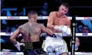  ?? ?? Chris Algieri reels from Conor Benn’s winning punch. Photograph: Nick Potts/PA