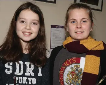  ??  ?? Ailbhe Fortune and Evie Bolger at the Harry Potter book night in Bunclody Library.