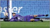  ?? PHOTO BY RAUL ROMERO JR. ?? LAFC goalkeeper Hugo Lloris makes a save against Sporting Kansas City on Saturday at BMO Stadium.