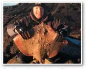  ??  ?? Gary Hester, Newcastle-upon-Tyne, Tyne & Wear. Fish: 9lb 12oz thornback ray. Bait: Squid and mackerel on a Pennell pulley rig. Venue: Rock mark in Dumfries & Galloway. Date: Jan 26.