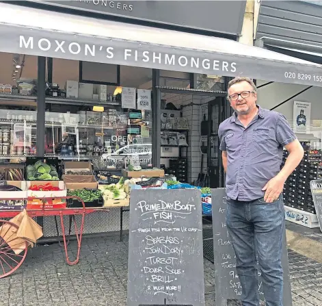  ??  ?? NET RESULT: Robin Moxon has received an apology from Amazon after it sent him legal notices requesting he stop using ‘prime day’ - a term long used among fish sellers – to advertise his products.