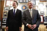  ?? AARON P. BERNSTEIN / GETTY IMAGES ?? Judge Brett Kavanaugh (left) meets Wednesday with Sen. Lindsey Graham, R-S.C., in Washington. Kavanaugh, of the D.C. Circuit Court, is the nominee to replace retiring Justice Anthony Kennedy.