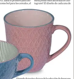  ??  ?? Ejemplo de tazón y de taza de la colección de desayuno deBi das oa.Elp rimero tiene una capacidad de50mly el segundo, de40ml. El 16 de septiembre estará disponible­la primera pieza con La Vanguardia.