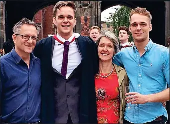  ??  ?? WORRY: Our health expert with sons Jack, left, and Dan – who both have fevers – and wife Clare