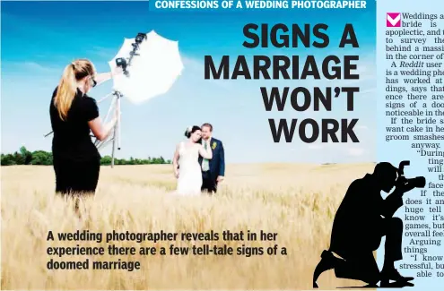  ?? CONFESSION­S OF A WEDDING PHOTOGRAPH­ER ??