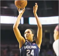  ?? Chris Szagola / Associated Press ?? UConn’s Napheesa Collier attempts a free throw during the second half against Temple on Jan. 19.