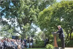  ??  ?? When President Trump announced his decision to pull the United States out of the Paris climate accord, he repeatedly cited a report co-commission­ed by the Chamber of Commerce.— WP-Bloomberg