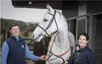  ??  ?? Katie Walsh with husband Ross O’Sullivan and Baie Des Iles at their base near Kill, County Kildare