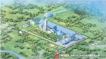  ?? ?? An artist’s impression of the clinker and cement factory to be built in Kampung Kawayoi, Tongod.