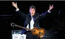  ?? Legato/Getty Images ?? McCartney in concert in 2017, with another Höfner bass. He has owned four throughout his career. Photograph: Scott