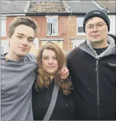  ?? Picture: Ben Fishwick ?? OVERJOYED Michael McCormick with his wife Montse and their son Mark outside their destroyed home