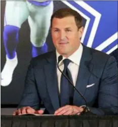  ?? RICHARD RODRIGUEZ — THE ASSOCIATED PRESS FILE ?? Jason Witten, here announcing his retirement from football at the Cowboys’ training facility in Frisco, Texas, will return to AT&amp;T Stadium as an announcer Monday night.