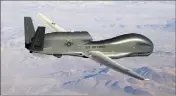  ?? (DR) ?? Selon le commandeme­nt central des forces américaine­s, le drone de surveillan­ce – de type RQ- Global Hawk comme celui-ci – a été abattu par un missile sol-air iranien au-dessus du détroit d’Ormuz.