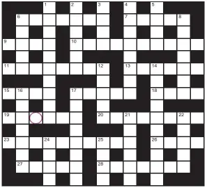  ??  ?? PLAY our accumulato­r game! For your chance to win a Cross ballpoint pen, solve the crossword to reveal the letter in the pink circle. If you have been playing since Monday, you should now have a five-letter word. To enter, call 0901 133 4423 and leave your answer and details. Or text 65700 with the word FIVE and your answer and name.
TEXTS and calls cost 50p plus standard network charges. One winner chosen from all correct entries received between 00.01 today and 23.59 this Sunday. UK residents aged 18+ excl NI. Full terms apply, see Page 66.
