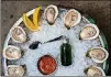  ?? CONTRIBUTE­D BY HENRI HOLLIS ?? Oysters are a specialty of Watchman’s Seafood &amp; Spirits, the new restaurant in Krog Street Market from the Kimball House team. A dozen Hatteras Salts from North Carolina are pictured.