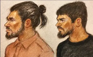  ??  ?? In the dock: A sketch of Naa’imur Rahman and Mohammad Imran in court yesterday