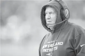  ?? STEW MILNE/AP ?? Patriots coach Bill Belichick on the sideline against the Bills on Dec. 26 in Foxborough, Mass.