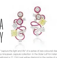  ??  ?? Holi earrings for Sotheby’s Diamonds