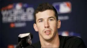  ?? JAE C. HONG — THE ASSOCIATED PRESS ?? Dodgers starting pitcher Walker Buehler speaks during a news conference on Thursday in Los Angeles, ahead of Friday’s Game 3 of the World Series.