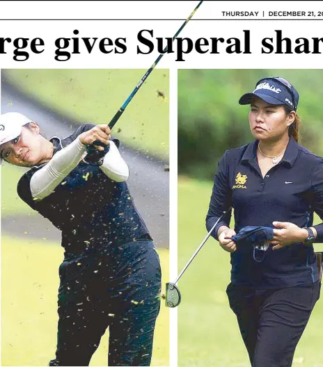  ??  ?? Princess Superal and Thai Yupaporn Kawinpakor­n brace for a shootout for the season-ending LPGT crown.