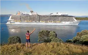  ?? STUFF ?? The Ovation of the Seas left Tauranga yesterday morning, two days after the eruption. People gathered to farewell passengers on board, all of whom had been offered counsellin­g. The ship was expected to dock in Wellington at 8am today. The itinerary has been altered since the incident, with the ship travelling to Picton, rather than cruising to Dunedin and Fiordland, as was originally planned.